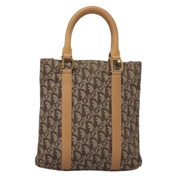 DIOR Trotter Canvas Hand Bag Brown Gold - Picture 2 of 12